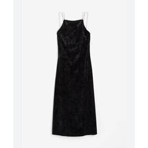 H&M Womens Size Small‎ Ringstone Velour Velvet Dress Black Silver Ringstone